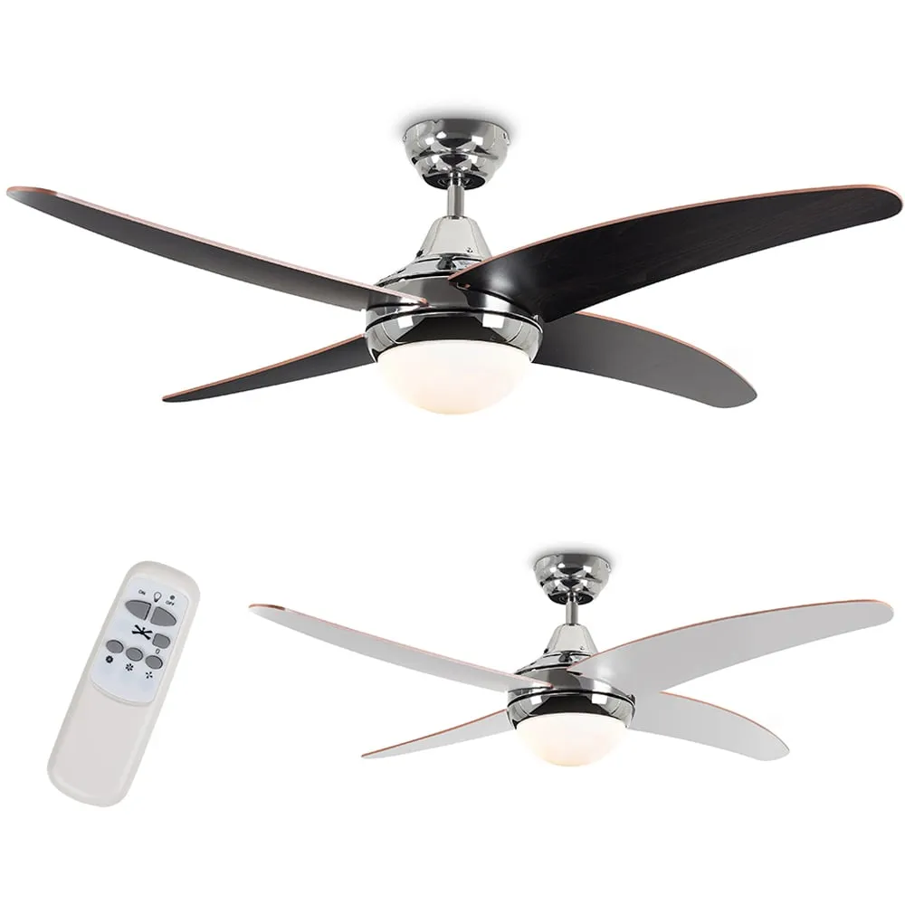 Apache 48 inch Reversible Ceiling Fan with Remote - Black, Chrome image