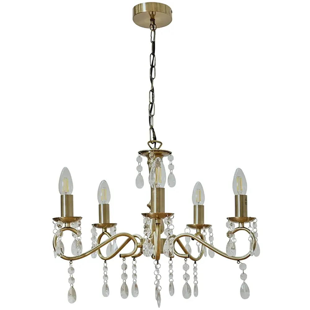 Argyll 5 Light Ceiling Chandelier - Antique Brass image