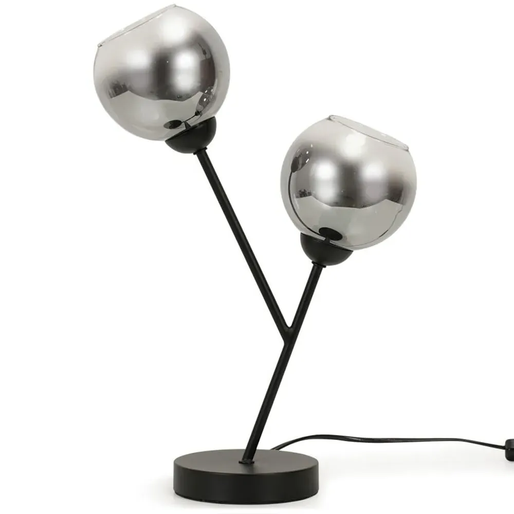 Aria 2 Way LED Table Lamp - Black, Smoked Glass image
