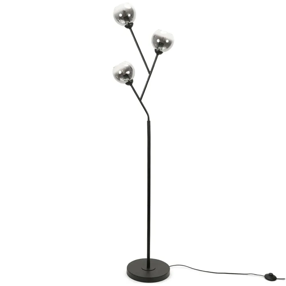 Aria 3 Way LED Floor Lamp - Black, Smoked Glass