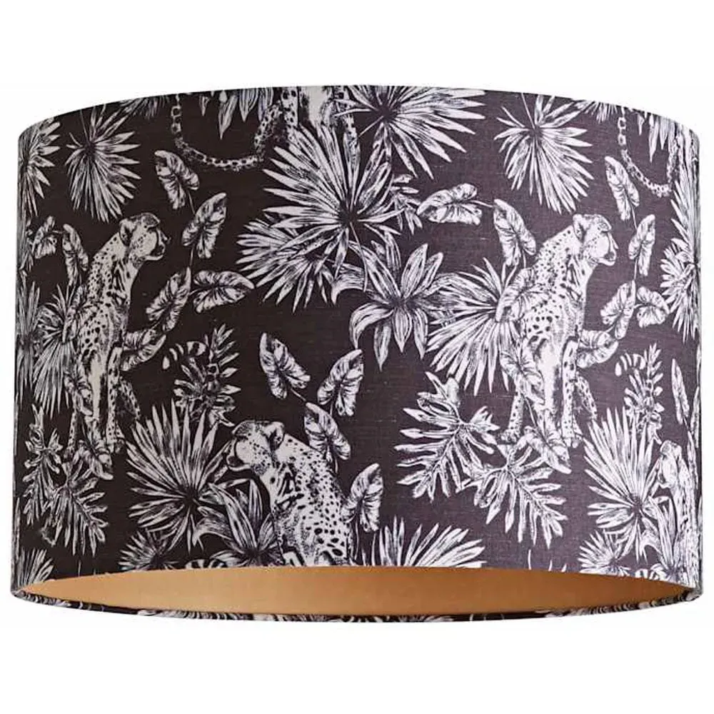 Ariella Animal Print Lamp Shade with Gold Inner - Black image