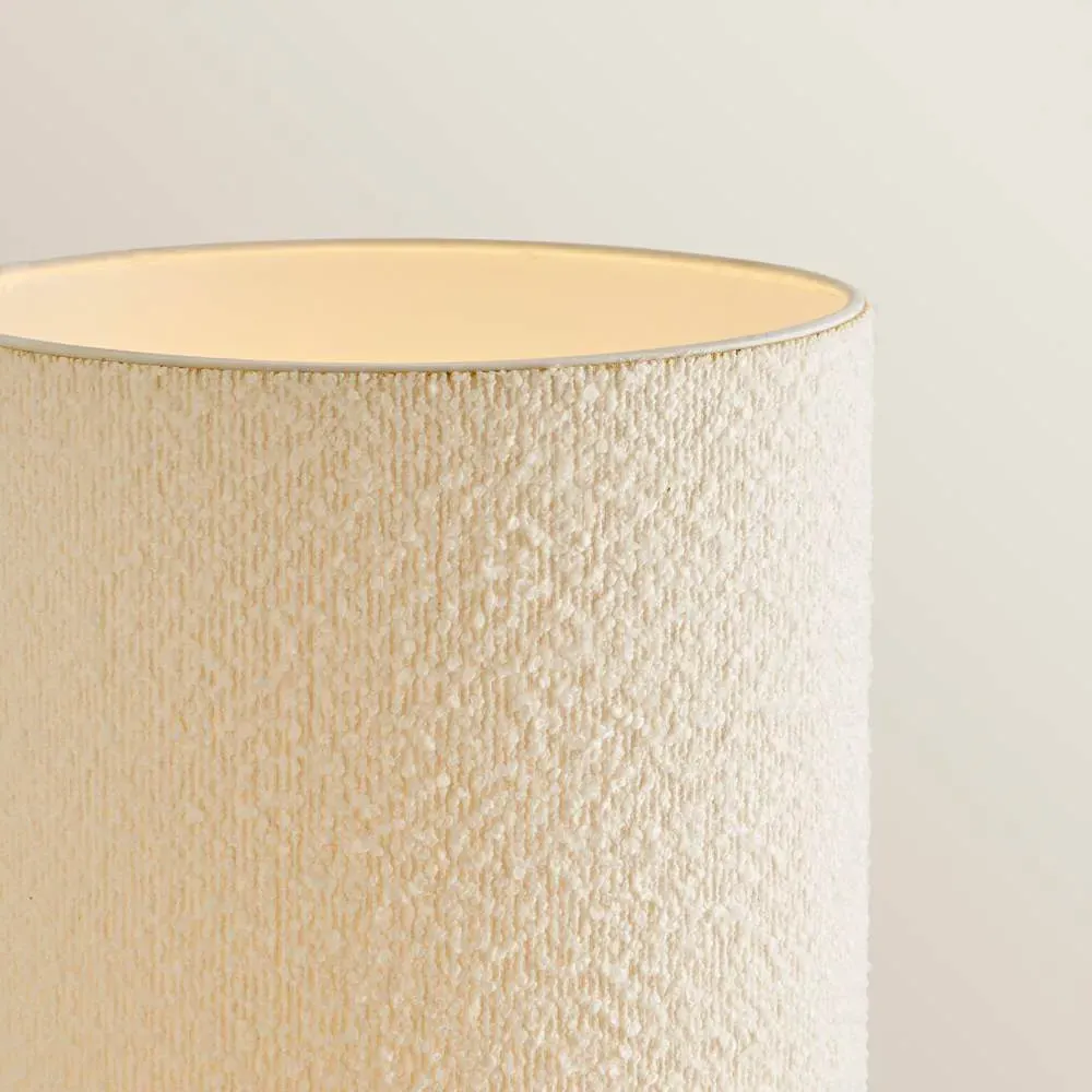 Ash Midi Floor Lamp with Bulb - Cream, Boucle