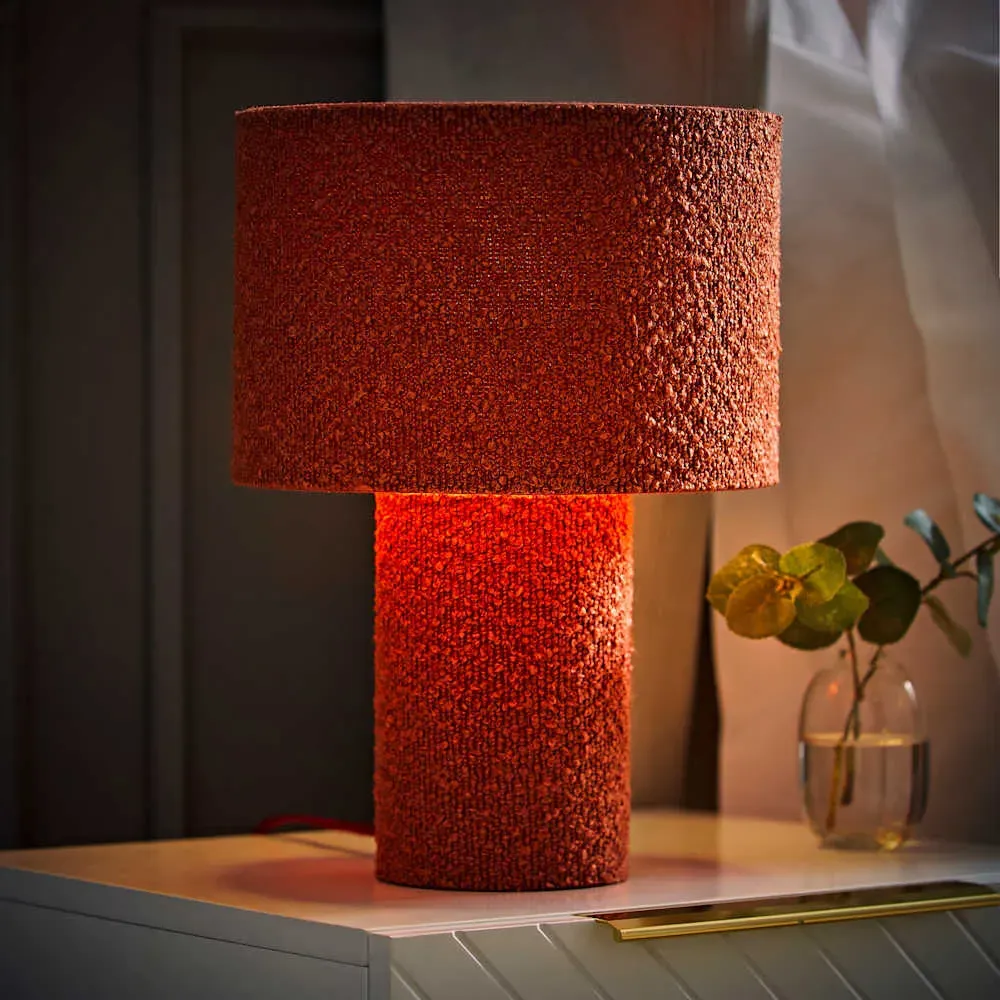Ash Table Lamp with Bulb - Rust, Boucle