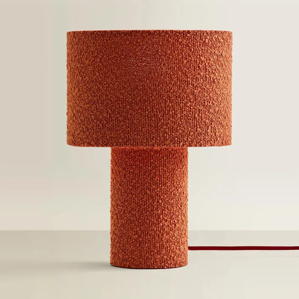 Ash Table Lamp with Bulb - Rust, Boucle