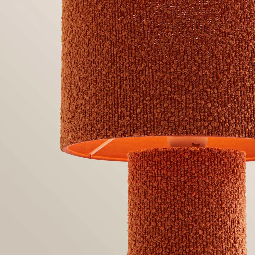 Ash Table Lamp with Bulb - Rust, Boucle