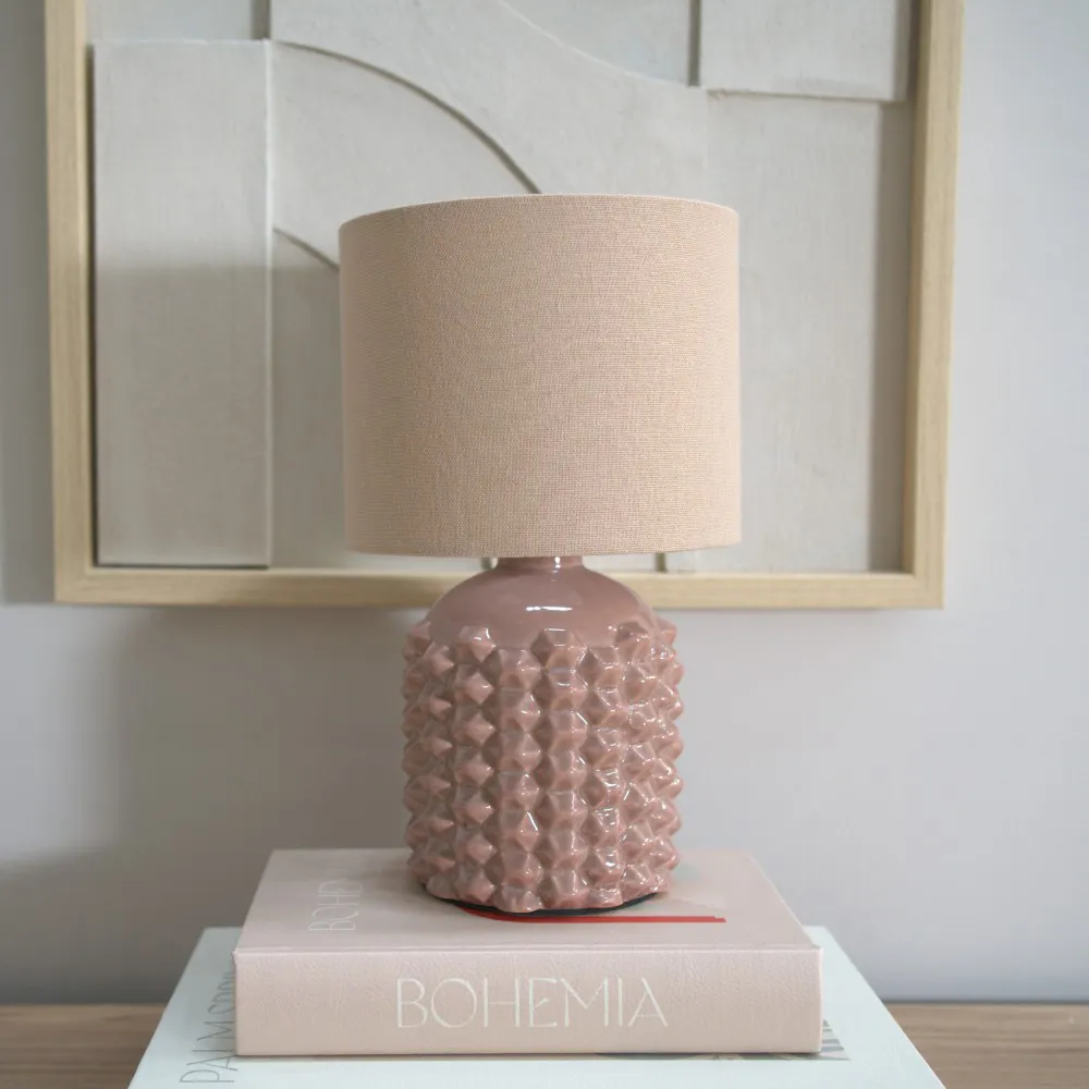 Asha Drum Shade Ceramic Table Lamp - Tan
