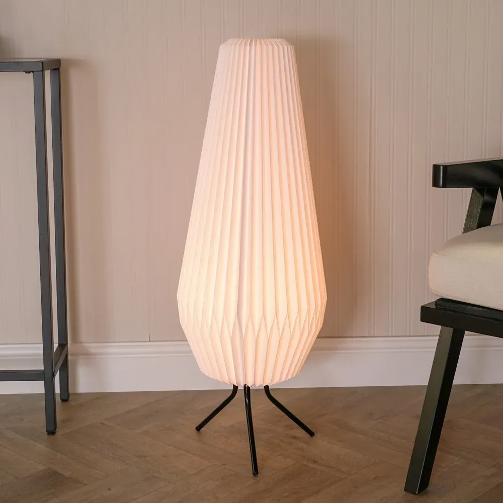 Astrid Teardrop Paper Pleated LED Floor Lamp - White