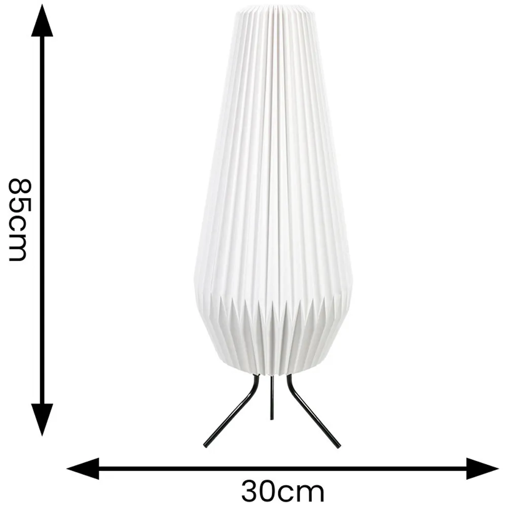 Astrid Teardrop Paper Pleated LED Floor Lamp - White