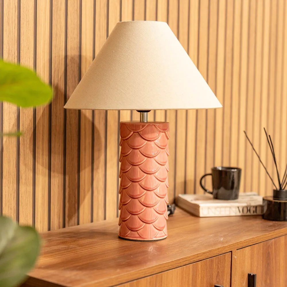 Athena Shell Ceramic LED Table Lamp - Pink