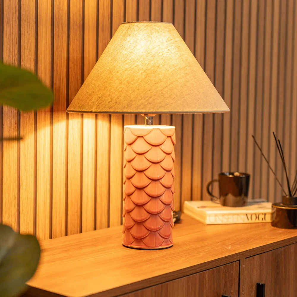 Athena Shell Ceramic LED Table Lamp - Pink