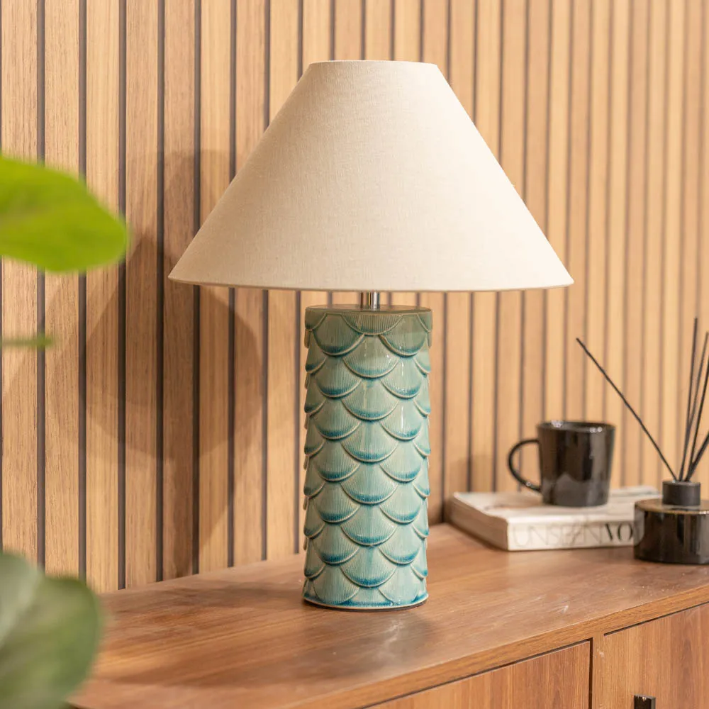 Athena Shell Ceramic LED Table Lamp - Teal