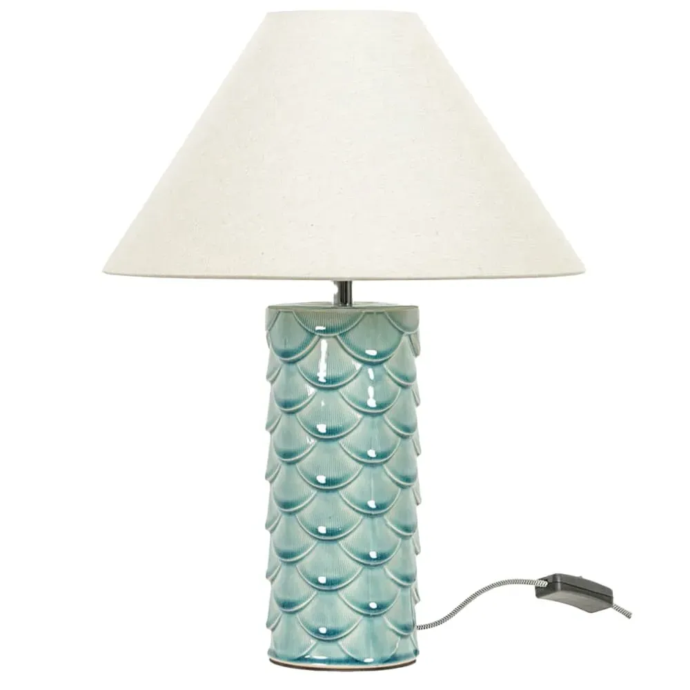 Athena Shell Ceramic LED Table Lamp - Teal