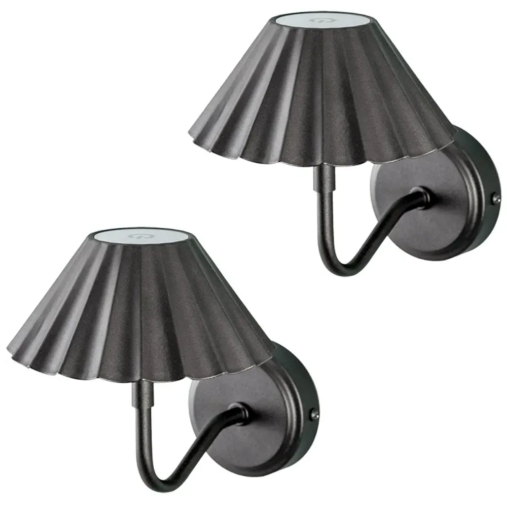 Avery Rechargeable LED Wall Light 2 Pack - Black