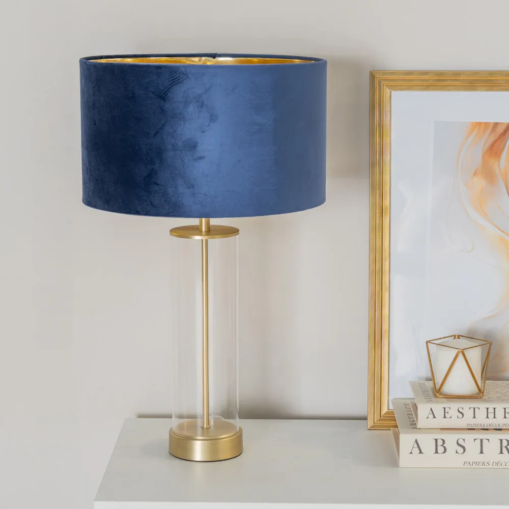 Balan LED Table Lamp - Navy Blue, Glass