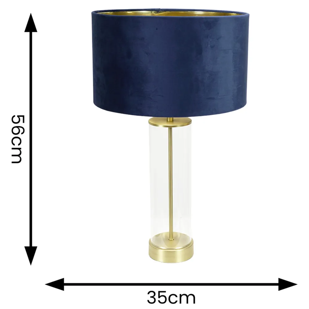Balan LED Table Lamp - Navy Blue, Glass