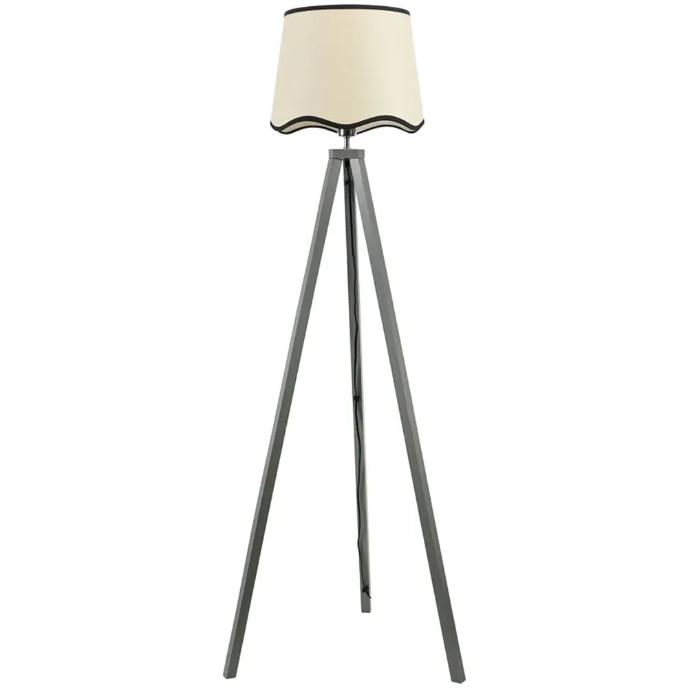 Barbro Tripod Floor Lamp with Black Trim - Grey image