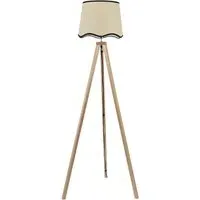 Barbro Tripod Floor Lamp with Black Trim Scallop Shade - Natural