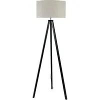 Barbro Tripod Floor Lamp with Drum Shade - Black, Wood