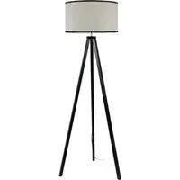 Barbro Tripod Floor Lamp with Drum Shade - Black, Wood