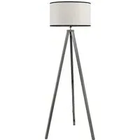 Barbro Tripod Floor Lamp with Drum Shade - Grey, Linen