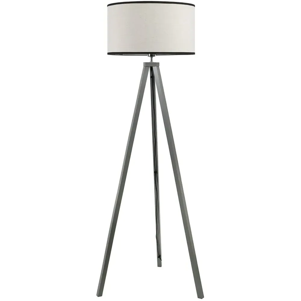 Barbro Tripod Floor Lamp with Drum Shade - Grey, Linen