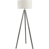 Barbro Tripod Floor Lamp with Drum Shade - Grey, Wood