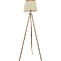 Barbro Tripod Floor Lamp with Rust Trim Scallop Shade - Natural