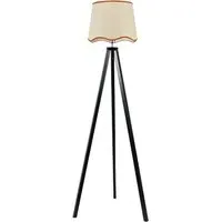Barbro Tripod Floor Lamp with Scallop Shade - Black, Wood