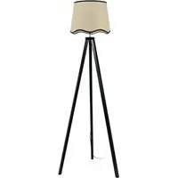 Barbro Tripod Floor Lamp with Scallop Shade - Black, Wood