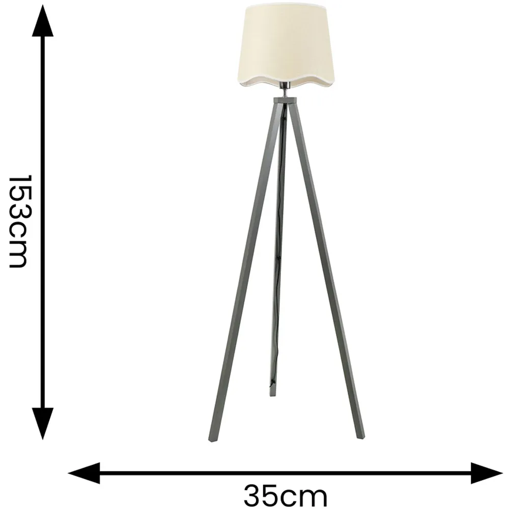 Barbro Tripod Floor Lamp with White Trim - Grey