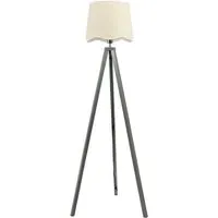Barbro Tripod Floor Lamp with White Trim - Grey