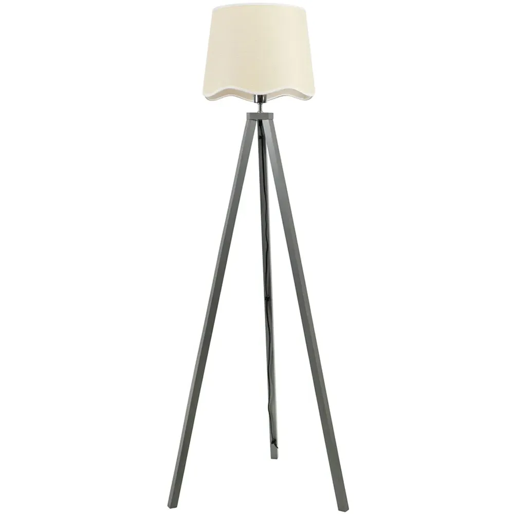 Barbro Tripod Floor Lamp with White Trim - Grey
