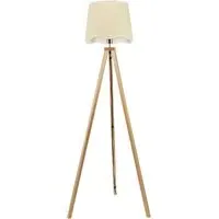 Barbro Tripod Floor Lamp with White Trim Scallop Shade - Natural