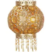 Bazaar Moroccan Chandelier Pendant Shade with Jewel Droplets - Gold