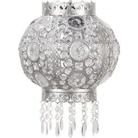 Bazaar Moroccan Chandelier Pendant Shade with Jewel Droplets - Silver