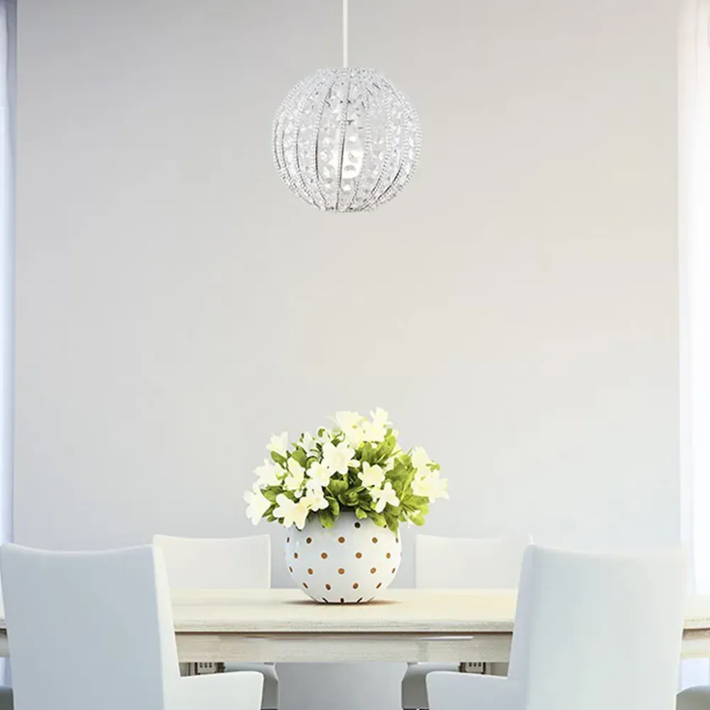 Bead Round Pendant Shade - Silver, Acrylic