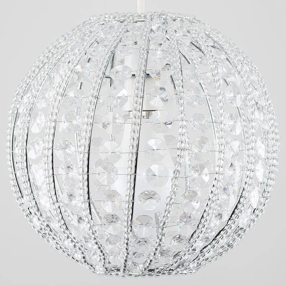 Bead Round Pendant Shade - Silver, Acrylic