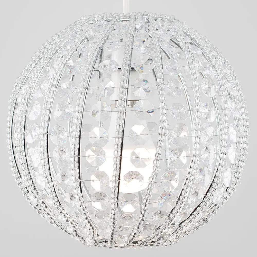 Bead Round Pendant Shade - Silver, Acrylic