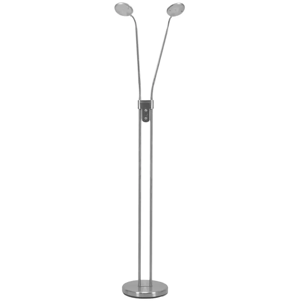 Beata 2 Arm Dimmable LED Floor Lamp - Brushed Silver image