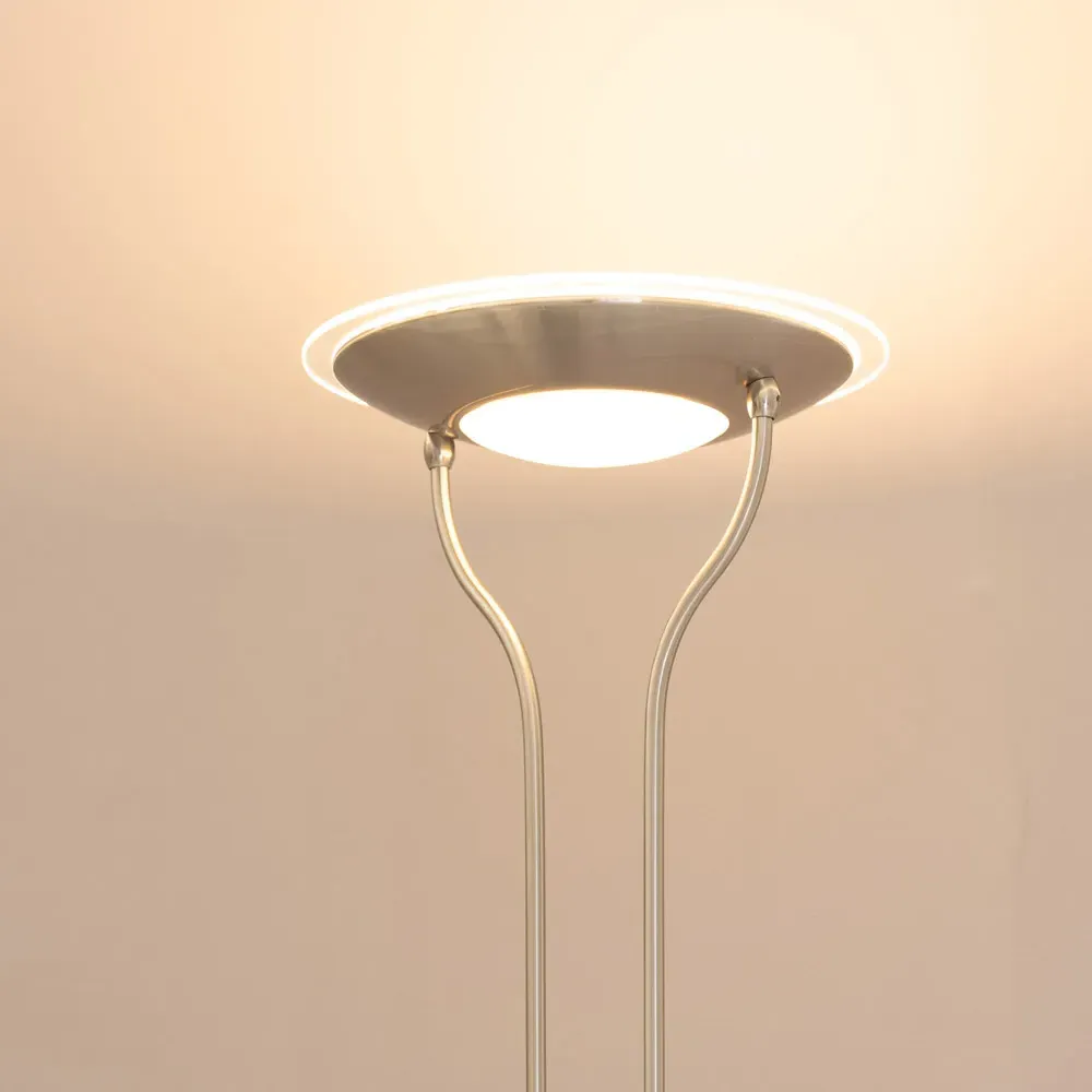 Beata 2 Way Dimmable LED Floor Lamp - Brushed Silver