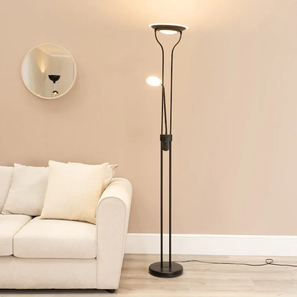 Beata 2 Way Dimmable LED Floor Lamp - Matte Black