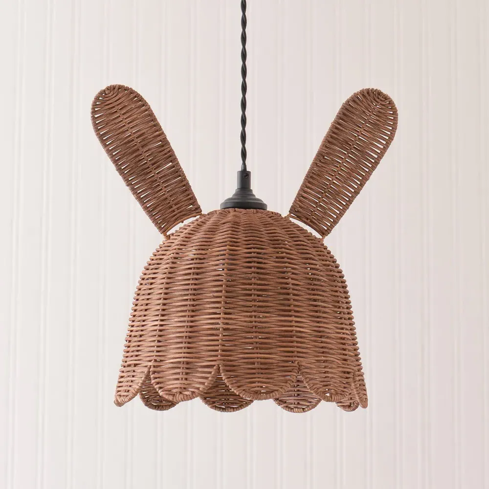Bella Bunny Rabbit Ceiling Pendant Lamp Shade - Brown, Rattan
