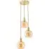 Bellamy 3 Drop Amber Glass Globe Cluster Ceiling Pendant Light - Gold