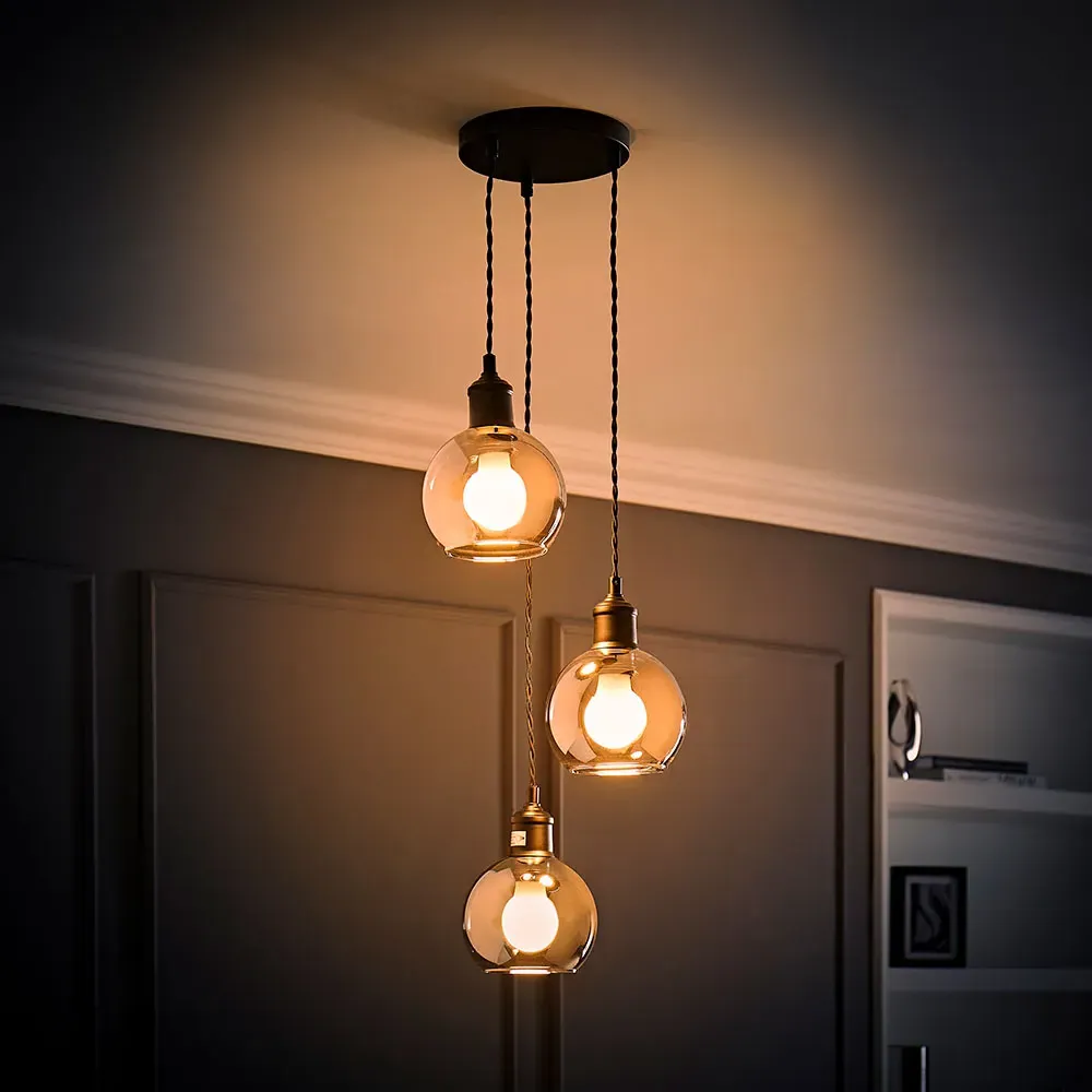 Bellamy 3 Drop LED Ceiling Pendant Light - Gold, Glass