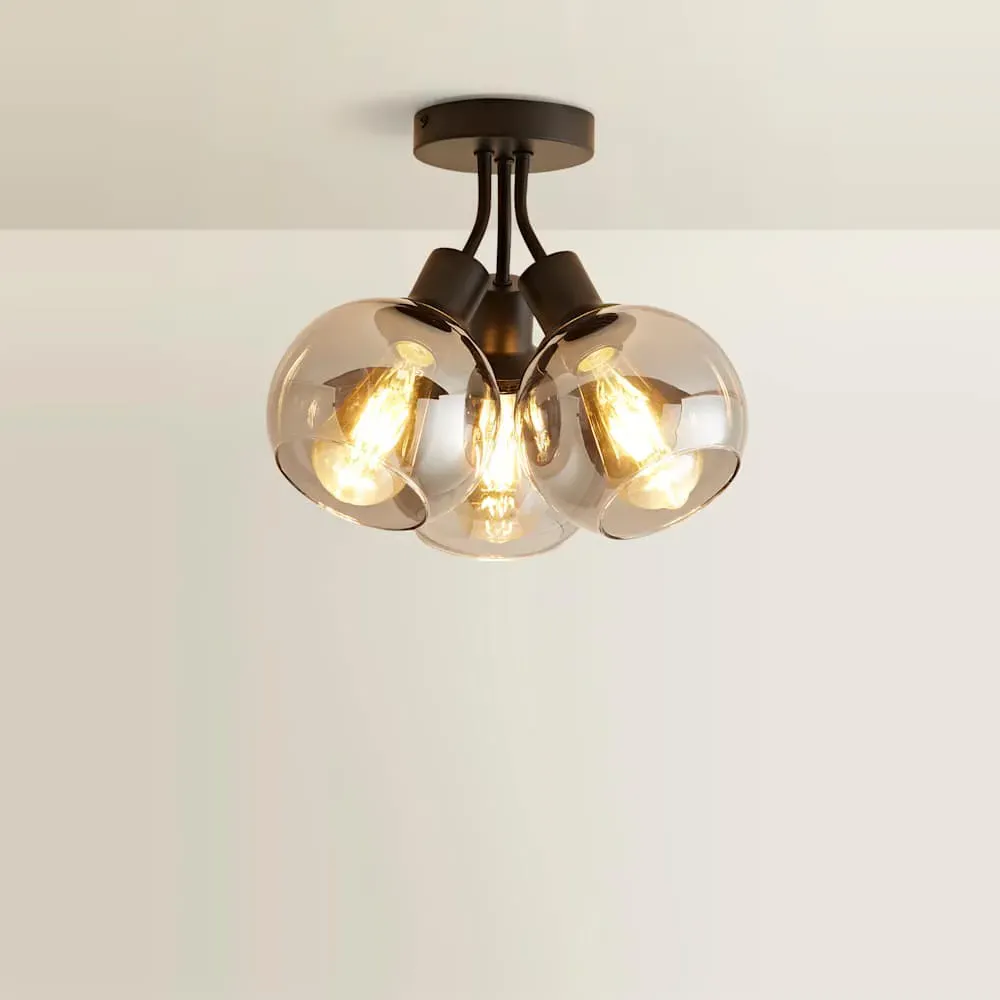 Bellamy Bubble Cluster Flush Ceiling Light - Black, Glass