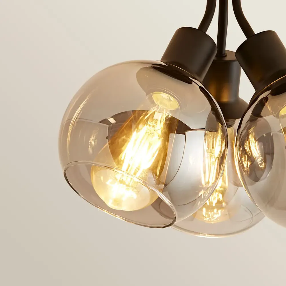 Bellamy Bubble Cluster Flush Ceiling Light - Black, Glass