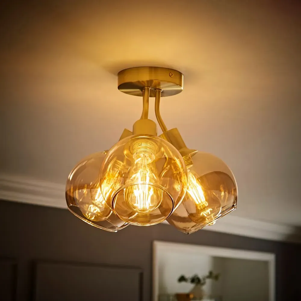 Bellamy Bubble Cluster Flush Ceiling Light - Gold, Glass