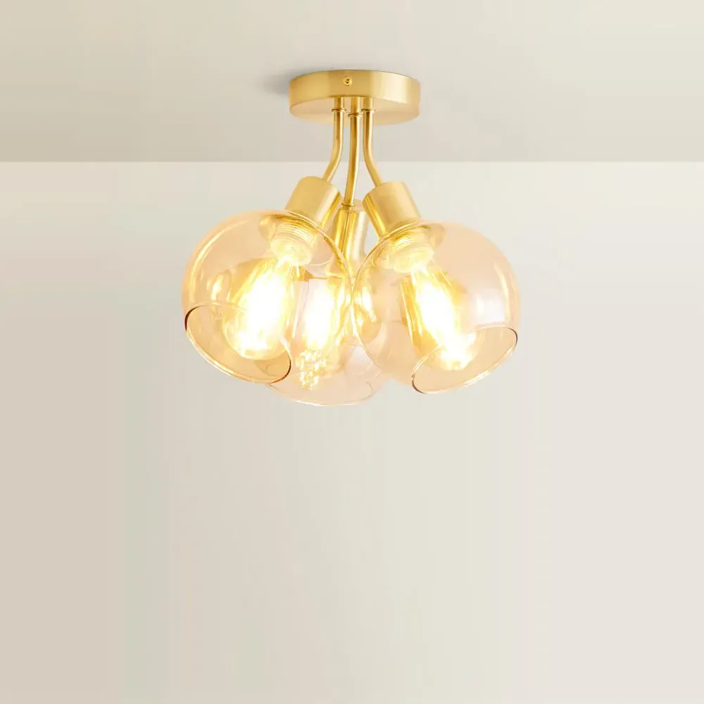 Bellamy Bubble Cluster Flush Ceiling Light - Gold, Glass