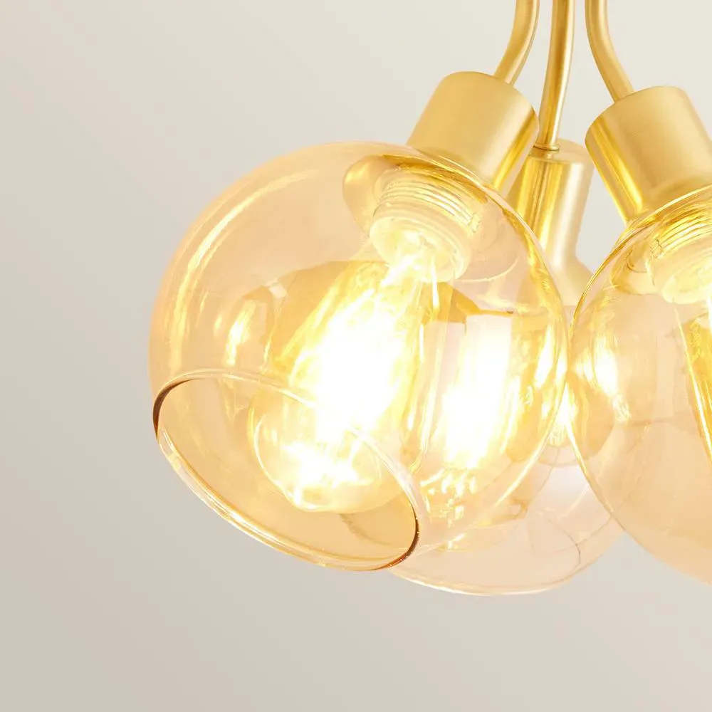 Bellamy Bubble Cluster Flush Ceiling Light - Gold, Glass