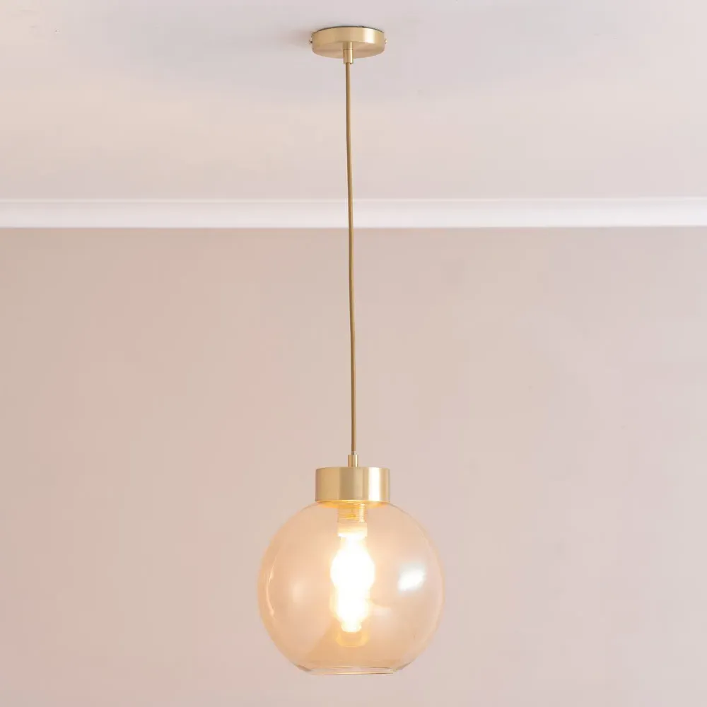 Bellamy Globe Ceiling Pendant Light - Gold, Glass